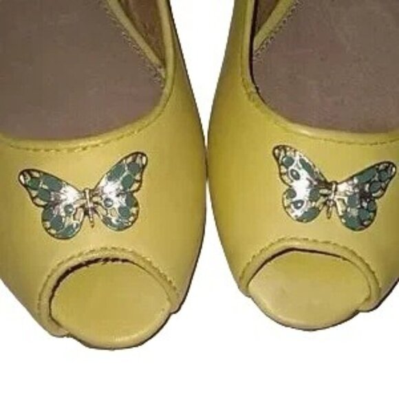 Fossil Yellow Leather Butterfly Flats - Picture 4 of 5
